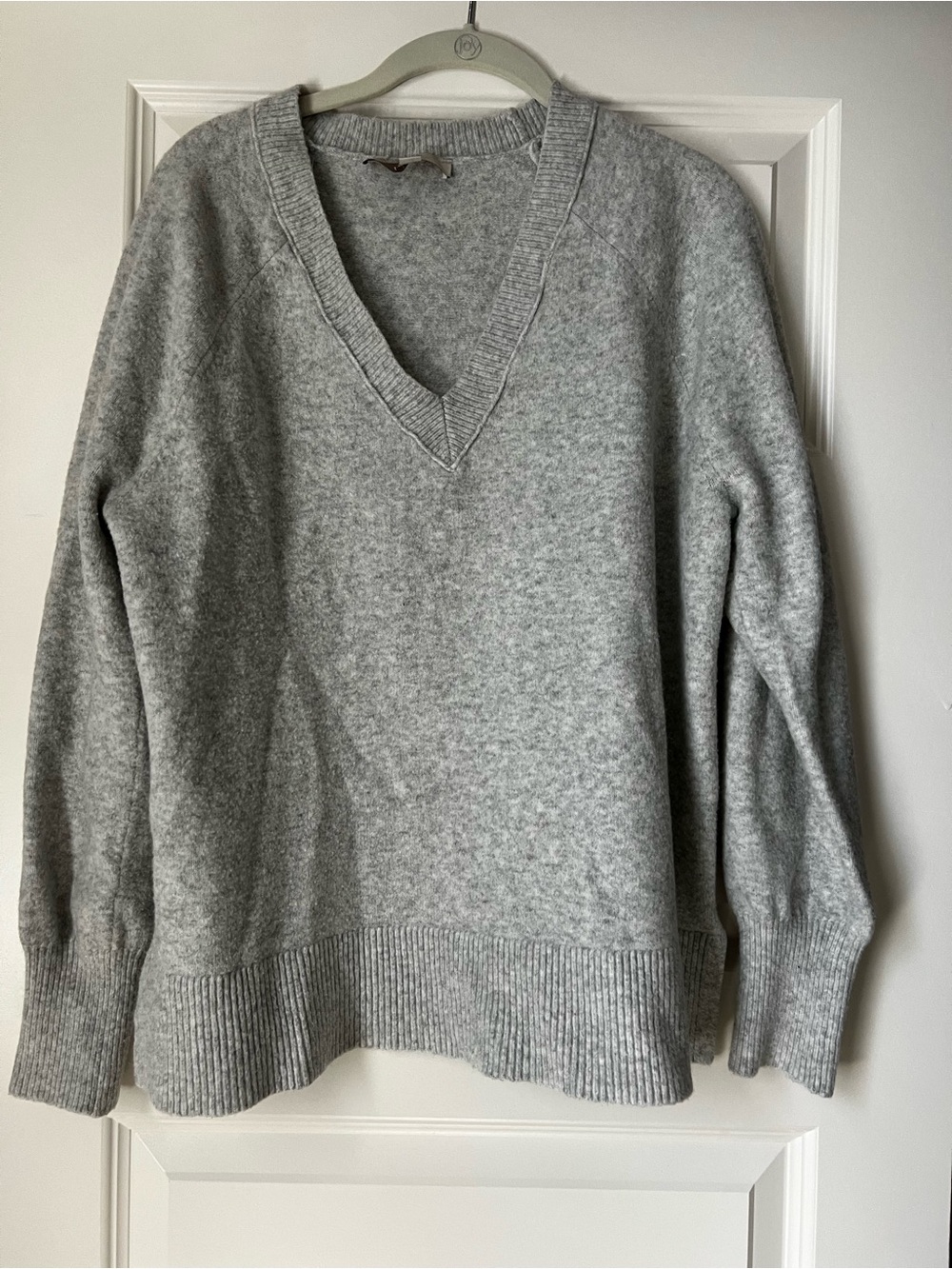 LOFT Heather Gray V-Neck Sweater
